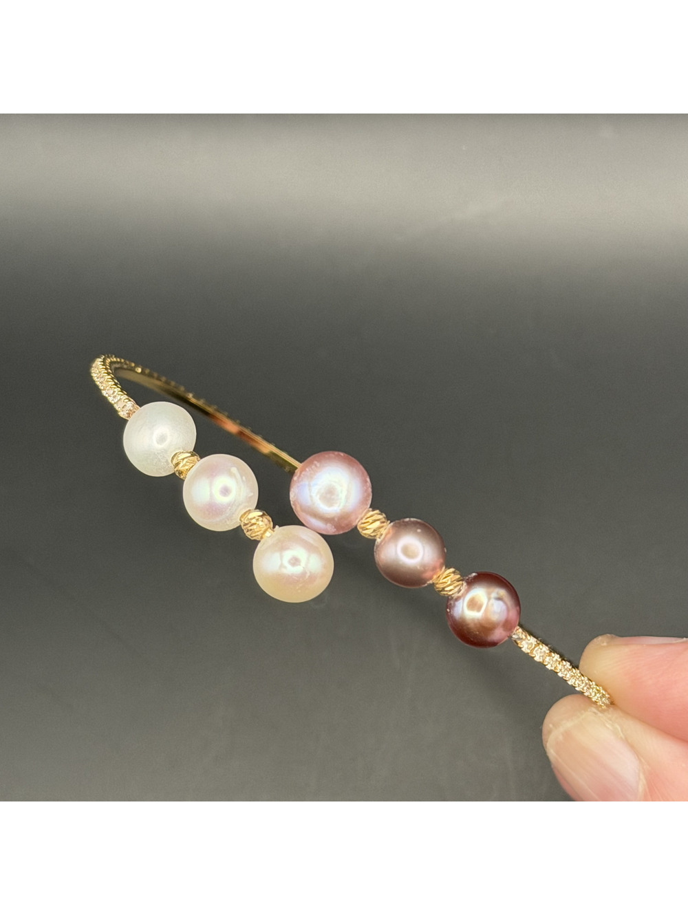 candy+clover elite freshwater pearl open cuff gold tone bracelet